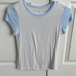 Light blue and white t-shirt